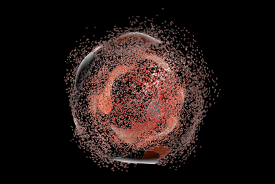 3D illustration of the destruction of a cell.