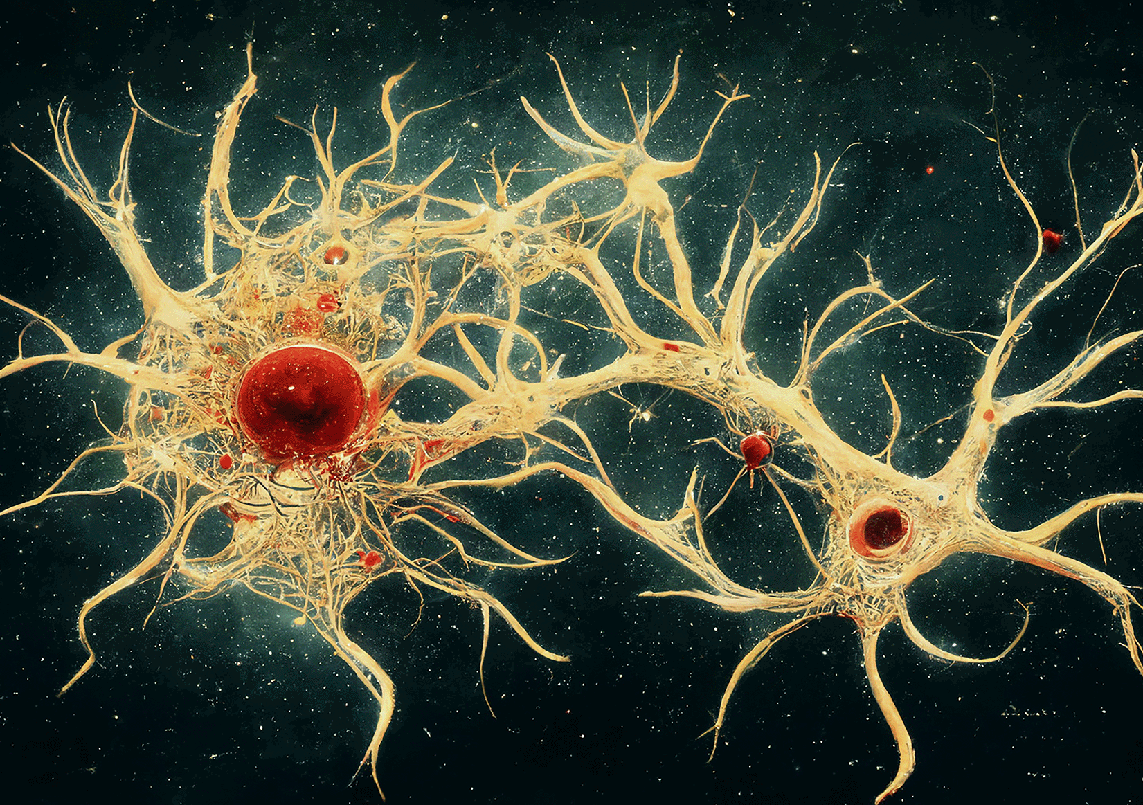 An artistic interpretation of cancer cell ensheathment on blood vessels.
